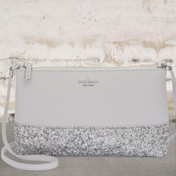 Kate Spade NWT Flash Glitter Crossbody Gray - Picture 1 of 6